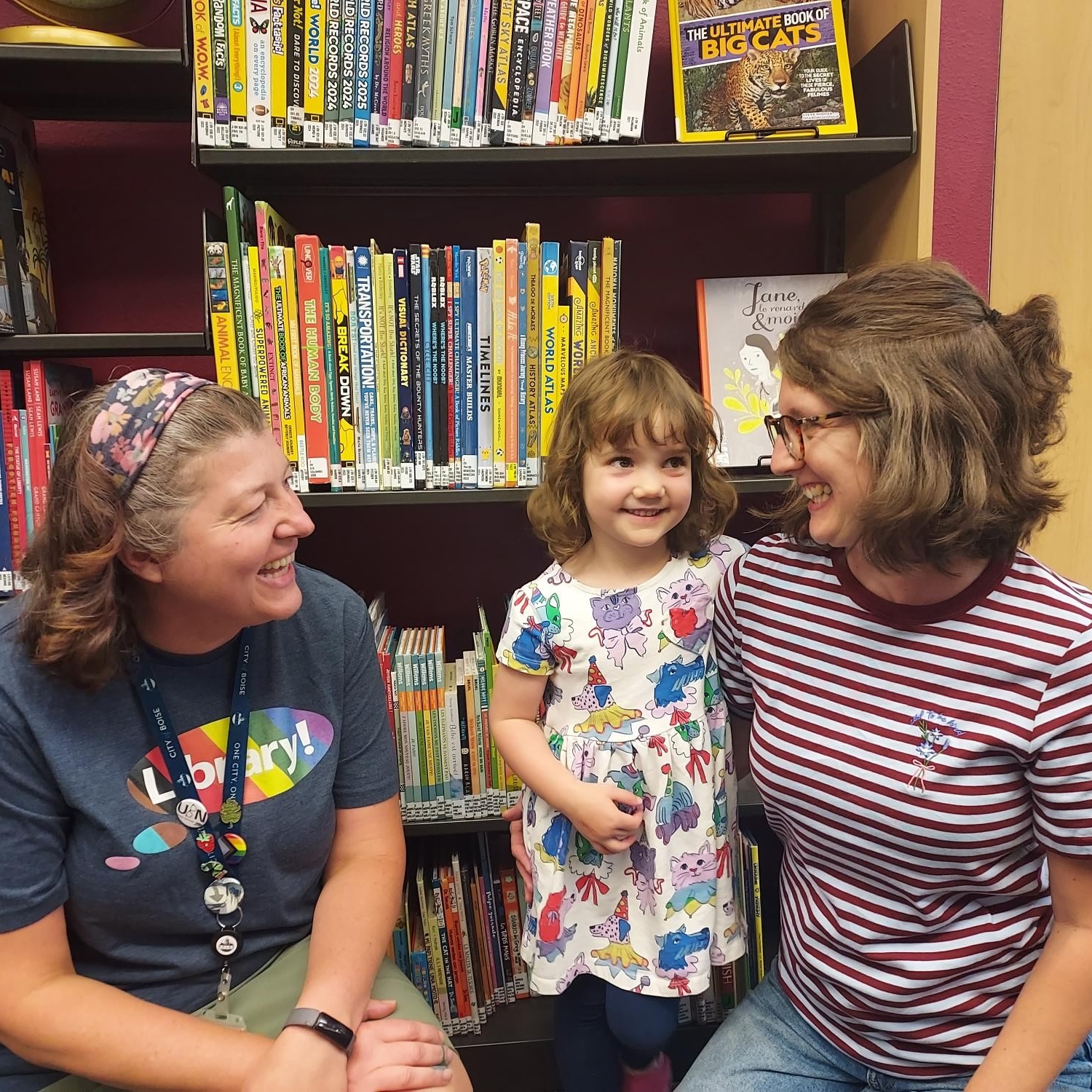 Photo of Librarian and a Patron from a Senior Living Facility